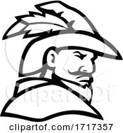 Poster, Art Print Of Robin Hood Head Side View Sport Mascot Black And White