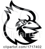 Poster, Art Print Of Cardinal Bird Head Mascot Black And White