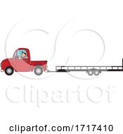 Poster, Art Print Of Cartoon Man Driving A Red Truck And Towing A Trailer