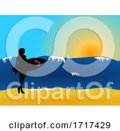 Poster, Art Print Of Female Surfer Silhouette On The Beach