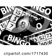 Poster, Art Print Of Number 8 Black Bingo Ball Over Black Bungo Cards