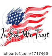 Poster, Art Print Of American Flag With In God We Trust Text