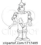 Cartoon Black And White Tin Man Wearing A Mask