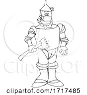 Poster, Art Print Of Cartoon Black And White Tin Man Wearing A Mask