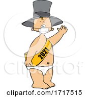Cartoon New Years 2021 Covid Baby Wearing A Sash