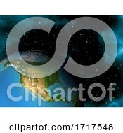 Poster, Art Print Of 3d Space Scene With Earth In Starry Sky