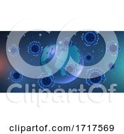 Medical Banner With Covid 19 Virus Cells On A Globe Design
