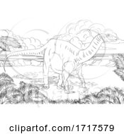 Poster, Art Print Of Diplodocus Dinosaur In A Landscape