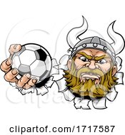 Poster, Art Print Of Viking Soccer Football Ball Sports Mascot Cartoon