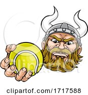 Poster, Art Print Of Viking Tennis Ball Sports Mascot Cartoon