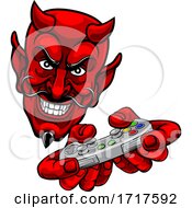 Poster, Art Print Of Devil Gamer Video Game Controller Mascot Cartoon