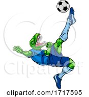 Poster, Art Print Of Dinosaur Soccer Football Player Sports Mascot
