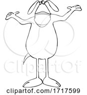 Cartoon Black And White Dog Wearing A Mask And Standing And Shrugging