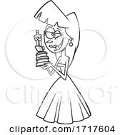 Cartoon Outline Actress Receiving An Award by toonaday