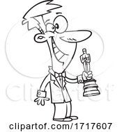 Poster, Art Print Of Cartoon Black And White Man Giving Or Receiving An Award