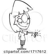 Cartoon Outline Woman Showing Off Her Diamond Ring
