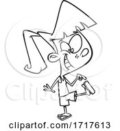 Cartoon Outline Girl Wearing Flip Flops