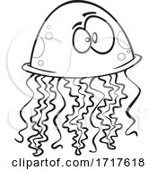 Cartoon Outline Jellyfish by toonaday