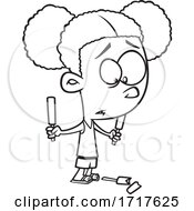 Cartoon Outline Girl Dropping A Popsicle