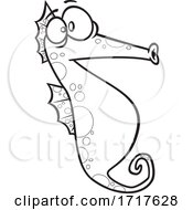 Cartoon Outline Seahorse