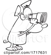 Poster, Art Print Of Cartoon Black And White Watch Dog Looking Through Binoculars