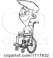 Poster, Art Print Of Cartoon Black And White Teen Boy In A Wheelchair