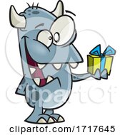 Cartoon Monster Giving A Gift by toonaday