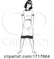 Fashionable Black And White Woman In A Retro Dress