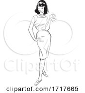 Poster, Art Print Of Stylish Black And White Woman In A Retro Dress