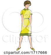 Poster, Art Print Of Fashionable Woman In A Retro Green Dress