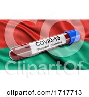 Poster, Art Print Of Flag Of La Paz Waving In The Wind With A Positive Covid 19 Blood Test Tube