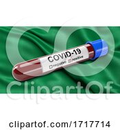 Poster, Art Print Of Flag Of Beni Waving In The Wind With A Positive Covid 19 Blood Test Tube