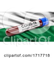 Flag Of Pando Waving In The Wind With A Positive Covid 19 Blood Test Tube