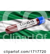 Poster, Art Print Of Flag Of Santa Cruz Waving In The Wind With A Positive Covid 19 Blood Test Tube