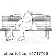 Poster, Art Print Of Drunk Santa Sitting On A Bench In His Pjs And A Mask Black And White