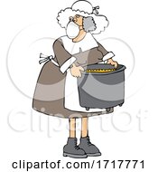 Poster, Art Print Of Pilgrim Woman Wearing A Mask And Carrying A Pot