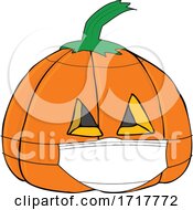 Poster, Art Print Of Covid Halloween Jackolantern Pumpkin Wearing A Mask