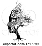 Poster, Art Print Of Optical Illusion Bare Tree Face Woman Silhouette