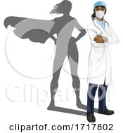 Poster, Art Print Of Superhero Doctor Woman With Super Hero Shadow