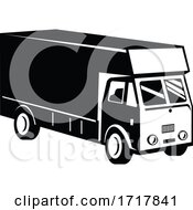 Poster, Art Print Of Delivery Van Viewed From A High Angle Retro Black And White