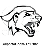 Head Of An Angry Honey Badger Mascot Black And White