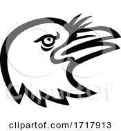 Poster, Art Print Of American Crow Head Side Mascot Black And White