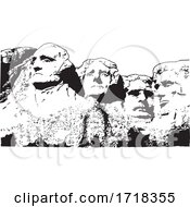 Poster, Art Print Of Mount Rushmore Black And White