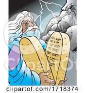 Poster, Art Print Of Moses With The Tend Commandments