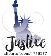 Poster, Art Print Of Gradient Statue Of Liberty With Justice Text