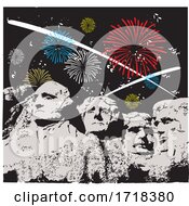 Poster, Art Print Of Mount Rushmore With Independence Day Fireworks