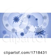 Poster, Art Print Of Medical Banner With Abstract Virus Cells On Globe Design