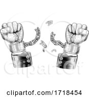 Poster, Art Print Of Business Hands Breaking Chains Handcuffs