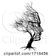 Poster, Art Print Of Optical Illusion Bare Tree Face Man Silhouette