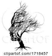 Poster, Art Print Of Optical Illusion Bare Tree Face Child Silhouette